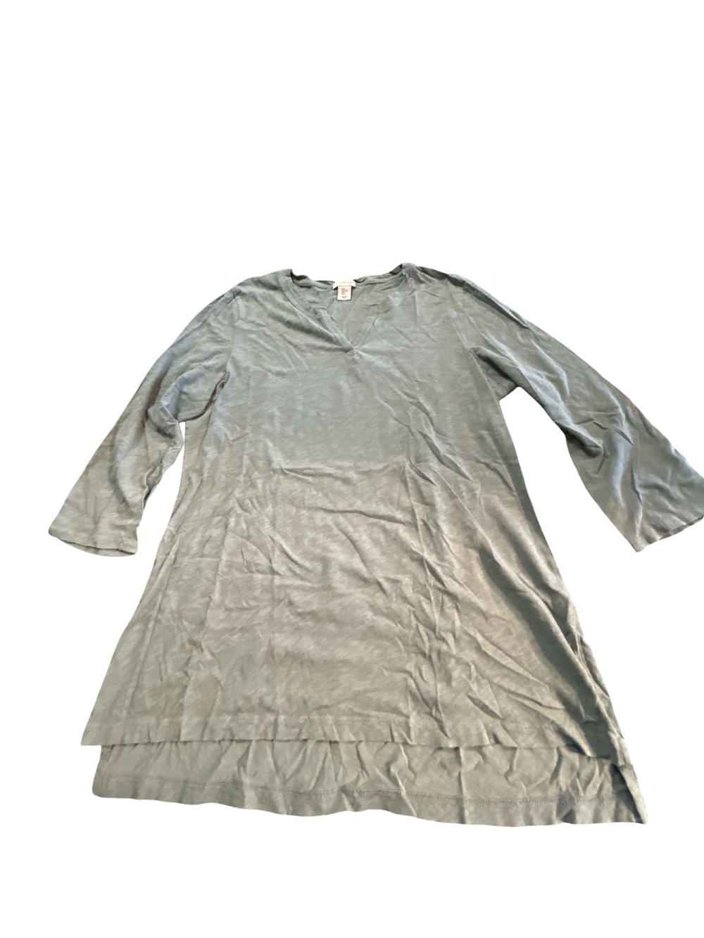 Paraphrase Sage Green 100% Pima Cotton V-Neck Slouchy Tunic Tee Large